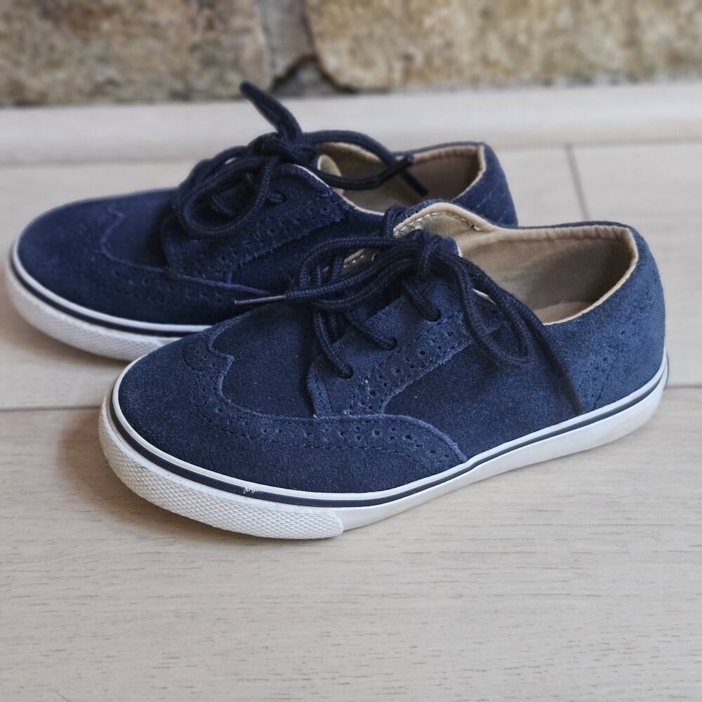 Janie and Jack Boys Navy Blue Suede Wingtip Oxfords Sneakers Size 9 Toddler